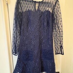 Sandro Alicia Navy Lace Long Sleeve A-Line Dress (new with tags)